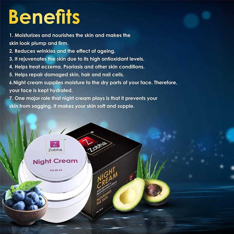 Zobha Age Defying & Rejuvenating Night Cream For Youth Anti-Aging  Nourishing Night Cream, All Skin Types - 60ml : : Beauty