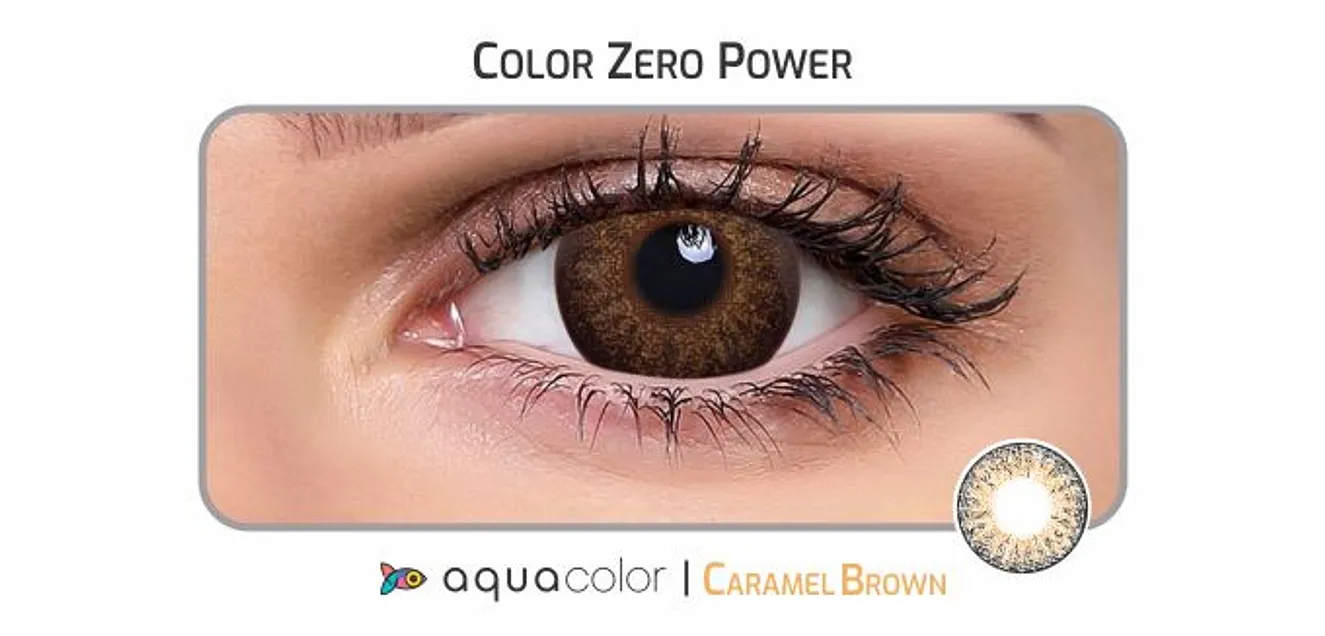 Aquacolor Dailies - Zero Power Color Contact Lenses - Caramel Brown -10 Lens Pack - Image 1