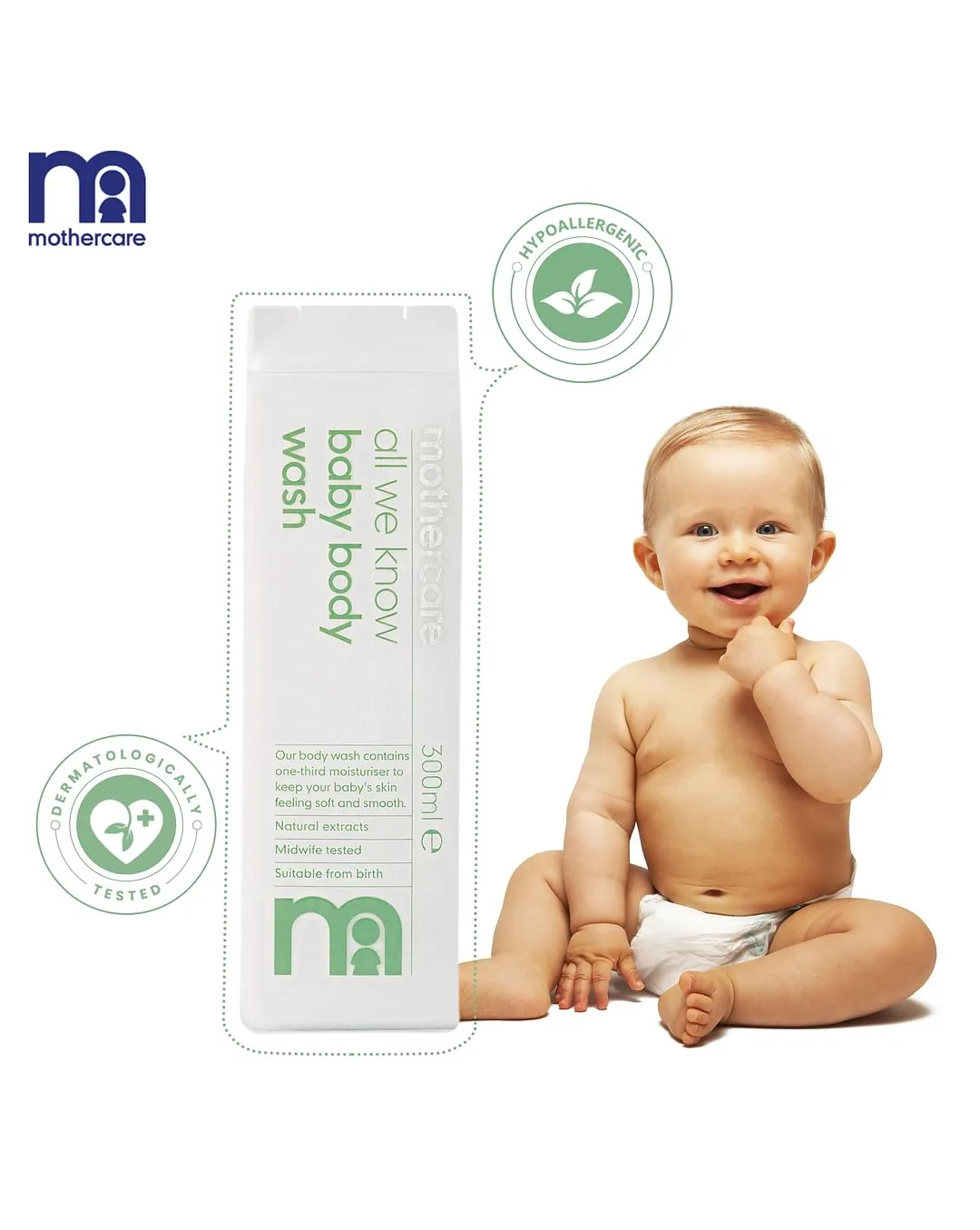 MOTHERCARE – ALL WE KNOW BABY BODY WASH – (300ML) - Image 1