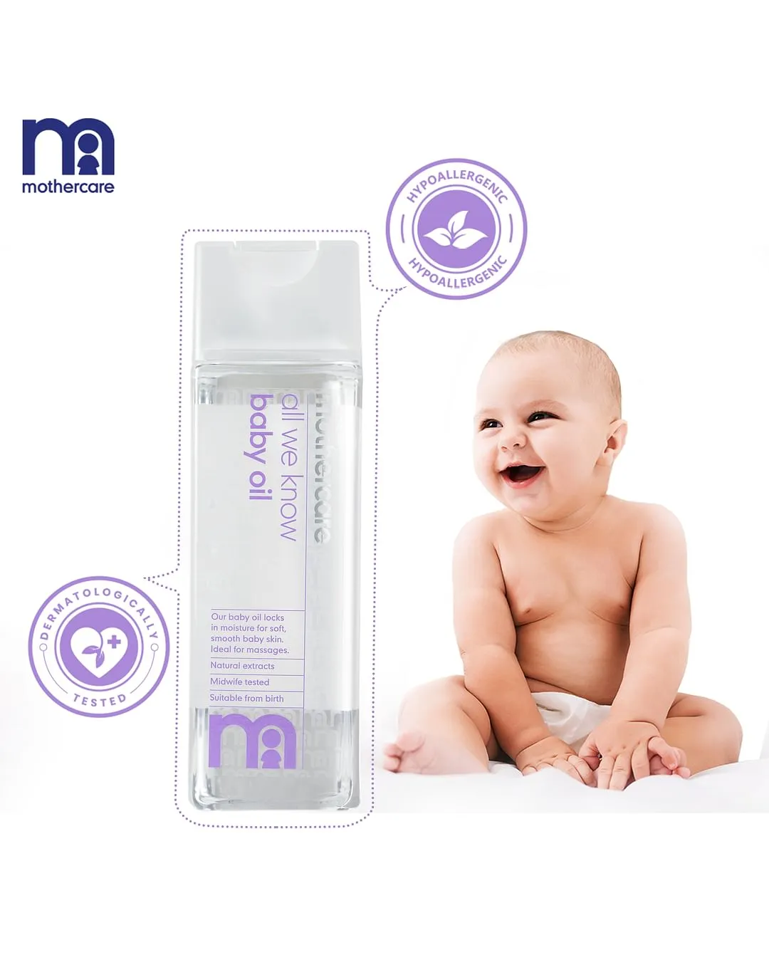 MOTHERCARE – ALL WE KNOW BABY OIL – (300ML) - Image 1