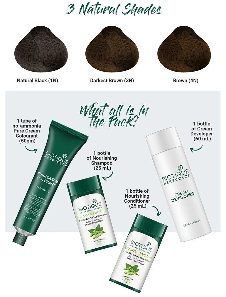 Biotique (Darkest Brown) Herbcolor Hair Color 3N (50gm+110ml) - Image 3