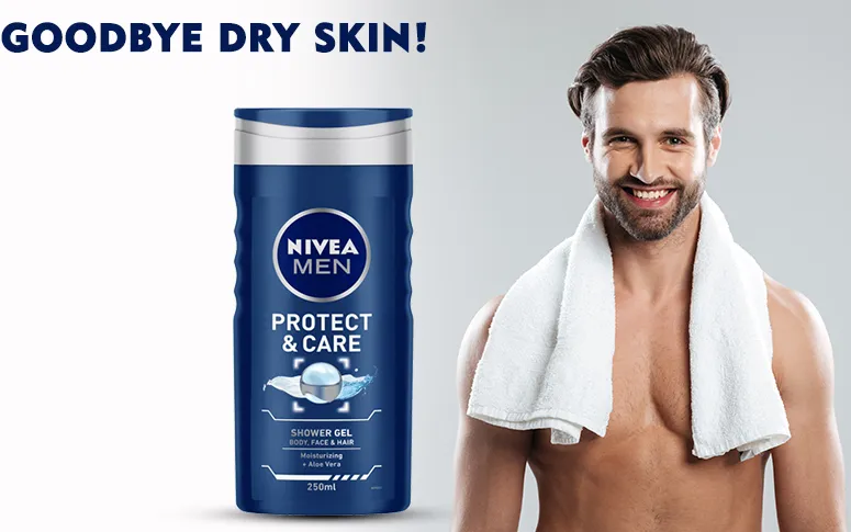 Nivea – Men Body Wash,protect & Care With Aloe Vera, Shower Gel For Body, Face & Hair (250ml) - Image 2