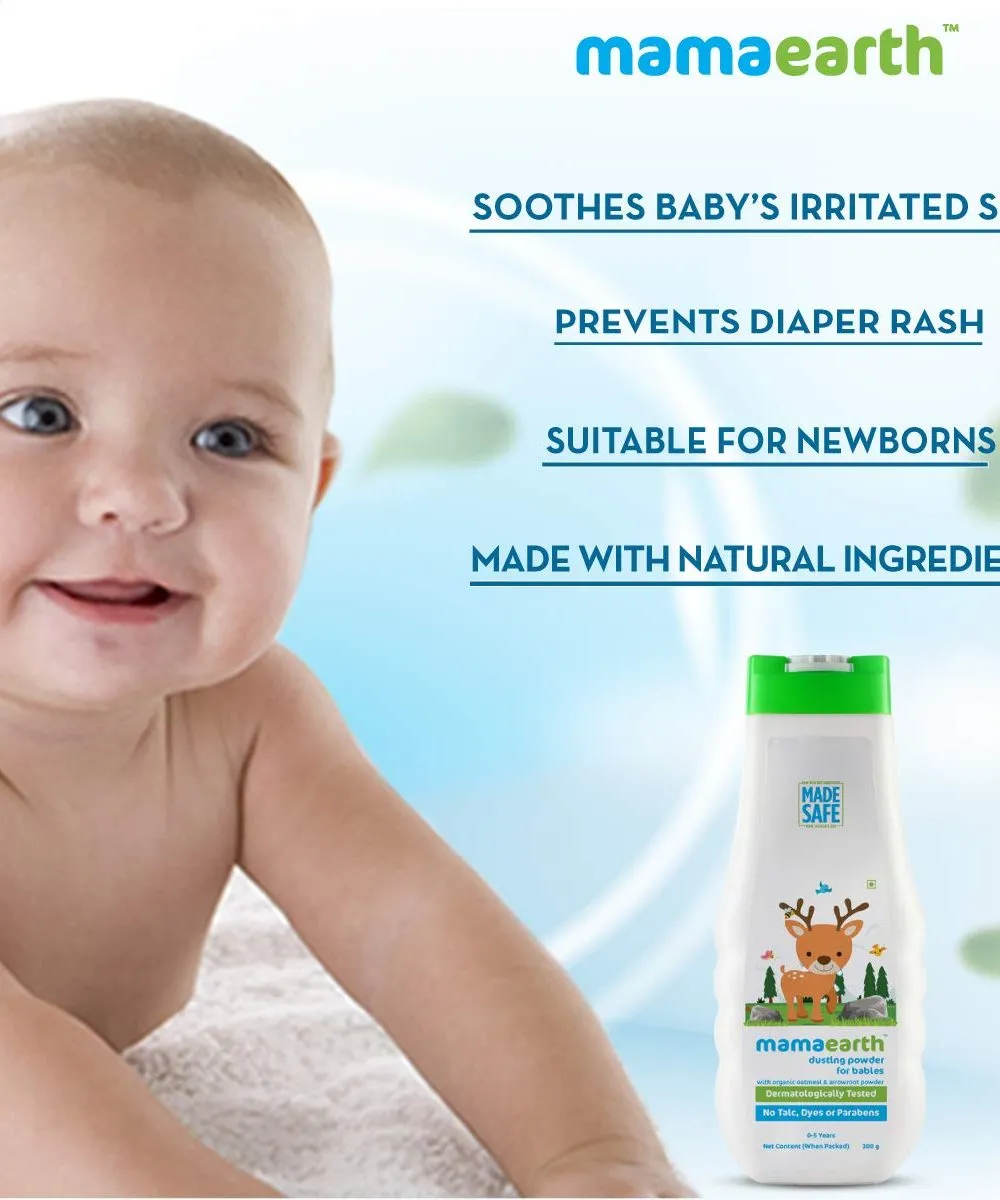 Mamaearth Dusting Powder with Organic Oatmeal & Arrowroot Powder for Babies 300g - Image 2