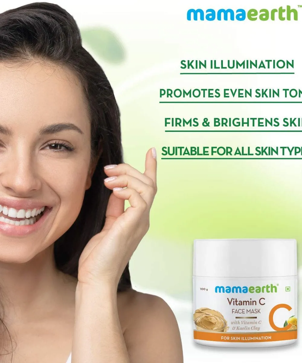Mamaearth – Vitamin C Face Mask With Vitamin C & Kaolin Clay for Skin Illumination – 100g - Image 2
