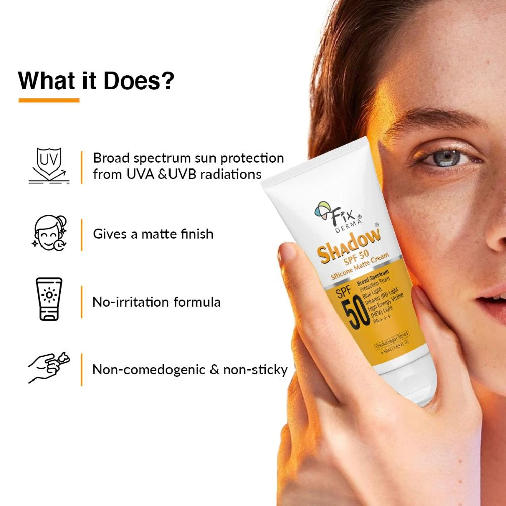 fixderma-shadow-spf-50-sunscreen-silicone-matte-cream-for-oily-skin-acne-prone-nonwhitening-image-5 Fixderma Fixderma Shadow SPF 50 Sunscreen Silicone Matte Cream For Oily Skin Acne Prone NonWhitening - 5