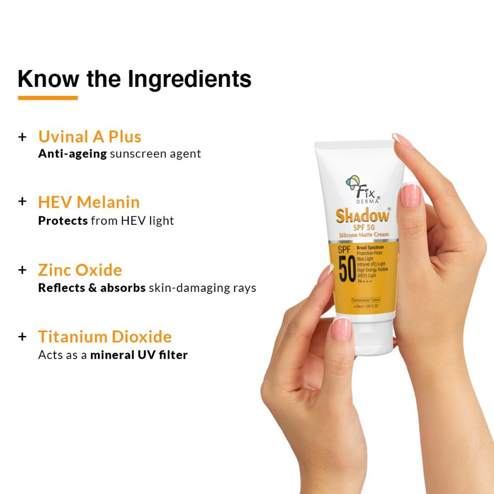 fixderma-shadow-spf-50-sunscreen-silicone-matte-cream-for-oily-skin-acne-prone-nonwhitening-image-6 Fixderma Fixderma Shadow SPF 50 Sunscreen Silicone Matte Cream For Oily Skin Acne Prone NonWhitening - 6