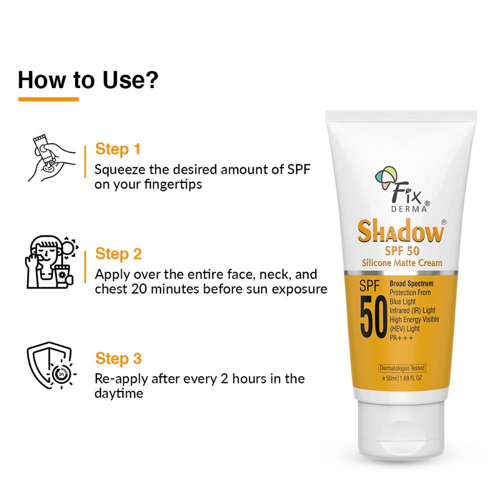 fixderma-shadow-spf-50-sunscreen-silicone-matte-cream-for-oily-skin-acne-prone-nonwhitening-image-7 Fixderma Fixderma Shadow SPF 50 Sunscreen Silicone Matte Cream For Oily Skin Acne Prone NonWhitening - 7