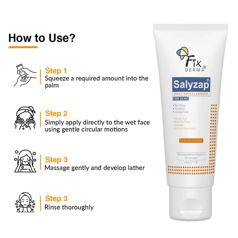 Fixderma Fixderma Salyzap 2% Salicylic Acid Face Wash for Oily Skin, Sulphate Free - 4