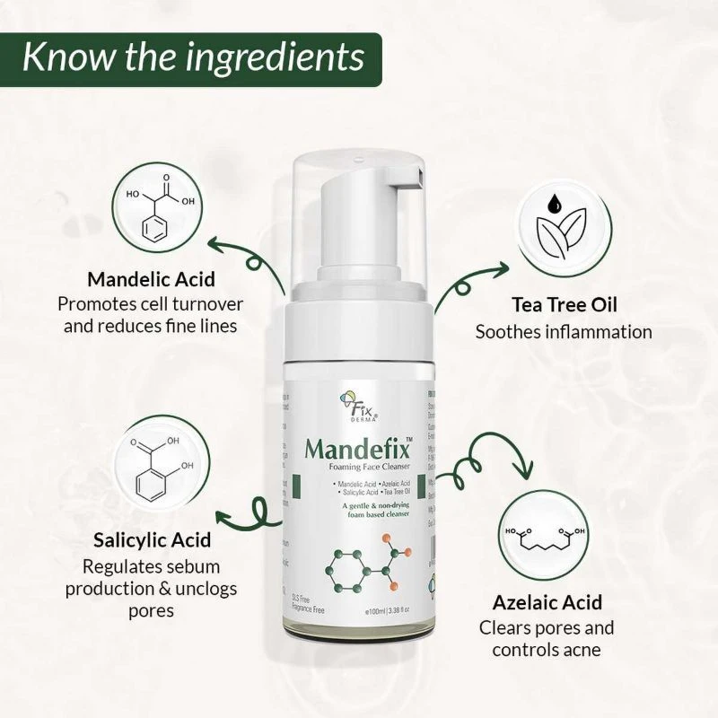 Fixderma Fixderma Mandefix Foaming Cleanser With 2% Salicylic Acid Nondrying Cleanser - 5