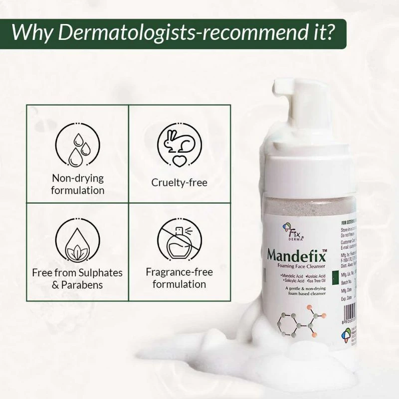 Fixderma Fixderma Mandefix Foaming Cleanser With 2% Salicylic Acid Nondrying Cleanser - 7