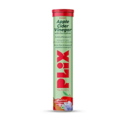 Plix Plix – Apple Cider Vinegar With the mother bubbly effervescent daily fizzy to support digestion & weight apple Flavour Tablets (15N) - 1