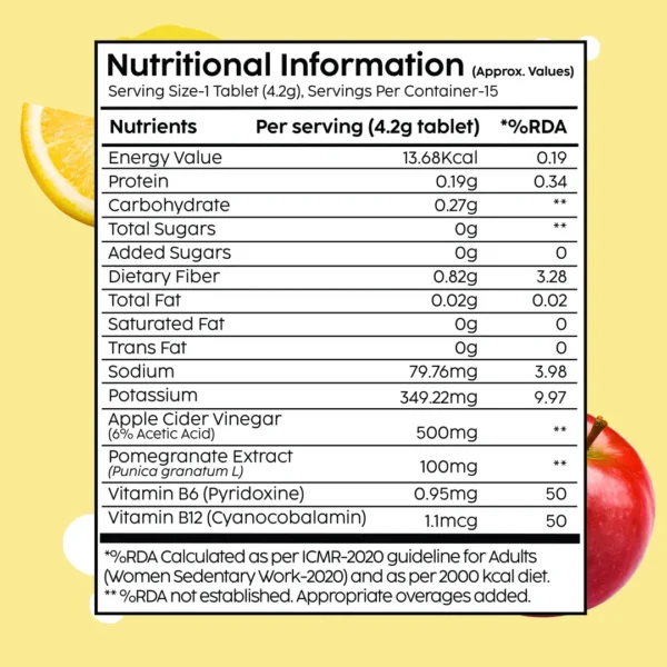 Plix Plix – Apple Cider Vinegar Bubbly Effervescent Daily Fizzy to Manage Weight Lemon Masala Flavour Tablets (15N) - 3