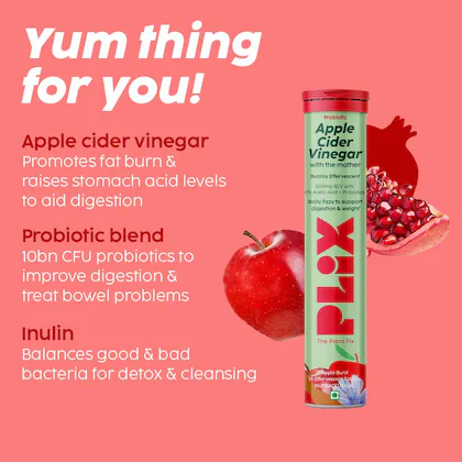 Plix Plix – Apple Cider Vinegar With the mother bubbly effervescent daily fizzy to support digestion & weight apple Flavour Tablets (15N) - 4