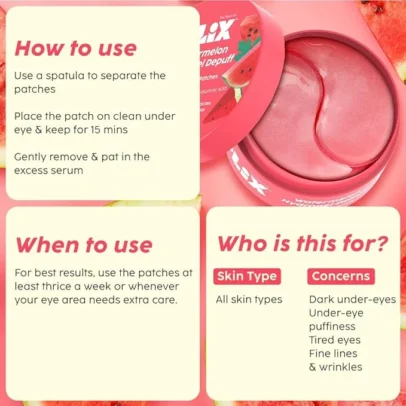 Plix Plix – Watermelon Hydrogel Depuff Under Eye Pacthes (60N) - 2