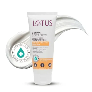 Lotus herbals Lotus DermaBotanics Daily UV acne sunscreen SPF 50+ PA ++++ Creamy | Non-greasy| No white cast - 50gm - 1