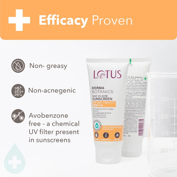 Lotus herbals Lotus DermaBotanics Daily UV acne sunscreen SPF 50+ PA ++++ Creamy | Non-greasy| No white cast - 50gm - 3