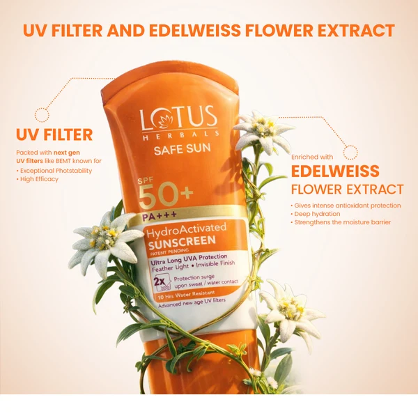 Lotus herbals Lotus Herbals Safe Sun HydroActivated Sunscreen SPF 50+ PA+++ 2X protection from sun and tan - 50ml - 2
